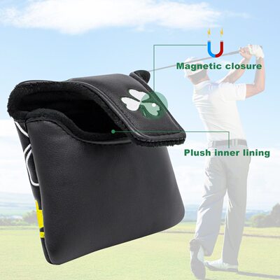 甄选尔夫球杆套四方推杆保护套四叶草PU防水刺绣工厂直销PUTTER