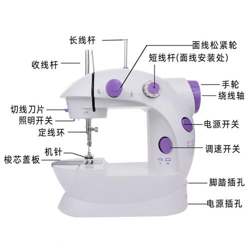 甄选家用缝纫机sewing machine小型迷你电动带锁边202升级款跨境