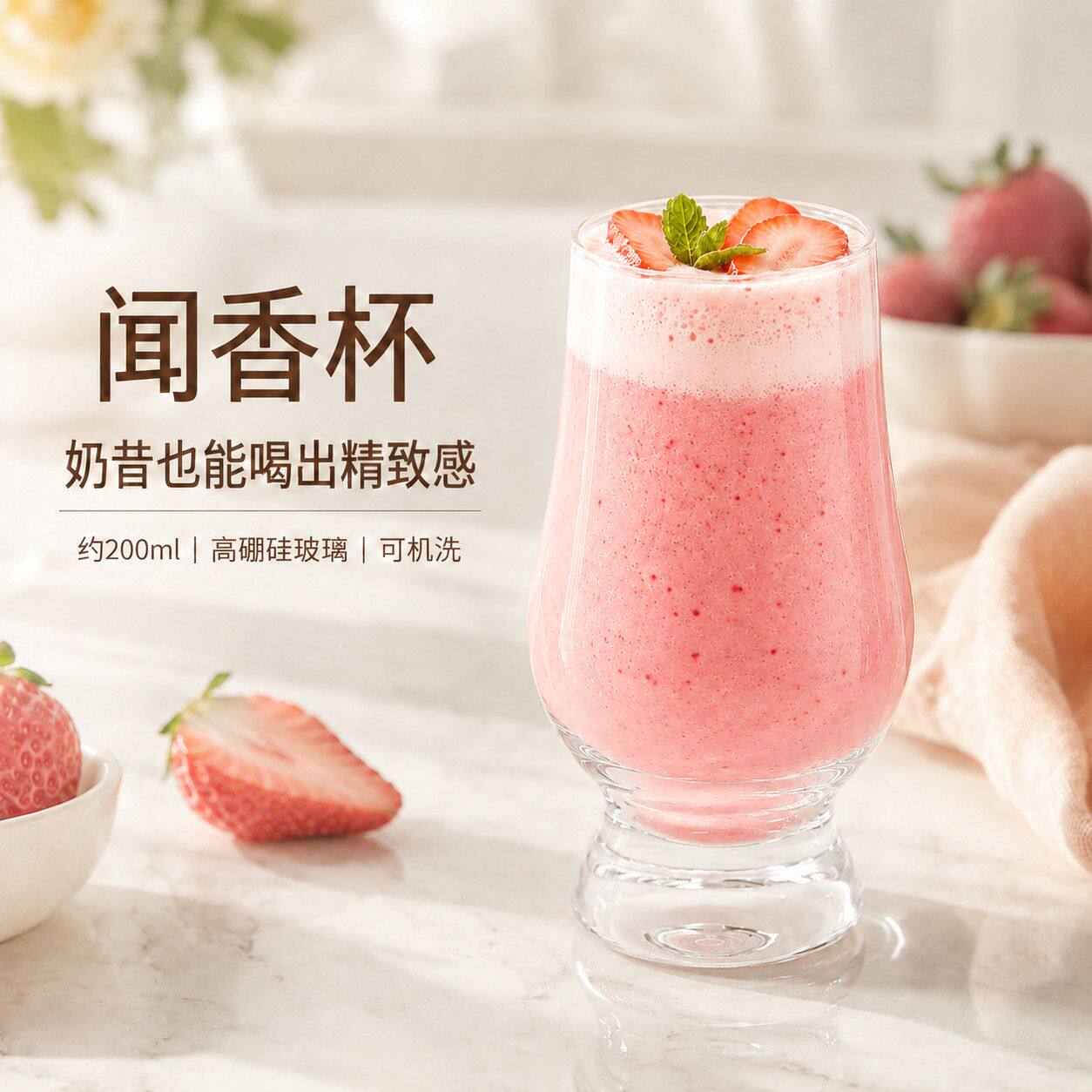 200ml精致闻香玻璃杯 奶昔水果昔杯 家用下午茶甜品聚会饮品杯