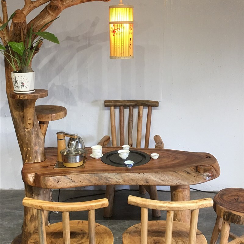 香樟木原木树灯茶台茶桌民宿茶楼泡茶桌组合2023新款包邮