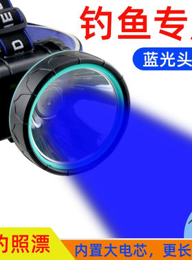 蓝光钓鱼头灯夜钓灯照漂专用蓝光灯夜钓鱼灯锂电池长续航头戴式