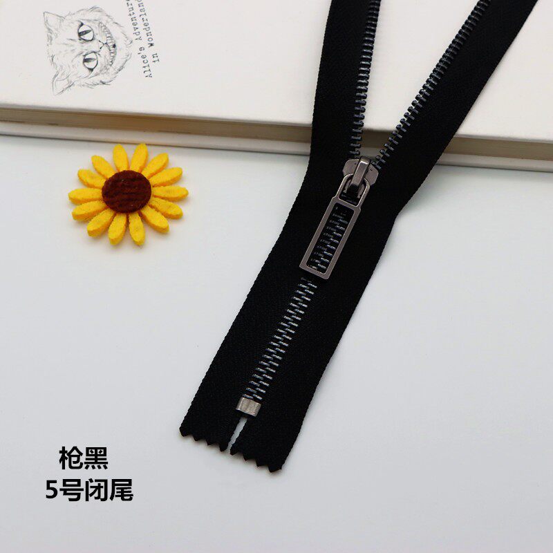5号裤子皮包风衣拉链马甲夹克口袋外套金属枪黑色铜棉服锁拉链