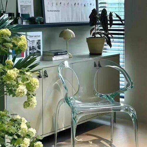 北欧亚克力餐椅家用带扶手透明椅子设计师水晶椅 AVA塑料休闲凳子