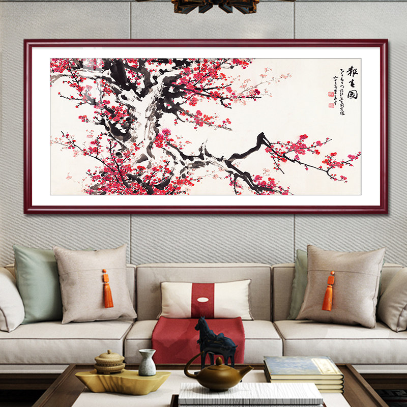 报春图梅花水墨中式客厅装饰画沙发背景墙壁画花鸟画餐厅山水国画