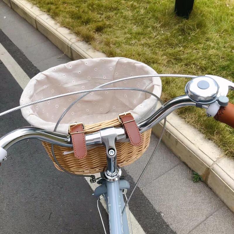 自行车车篮前车筐山地车平衡车复古编织篮子收纳车头车把前置物兜