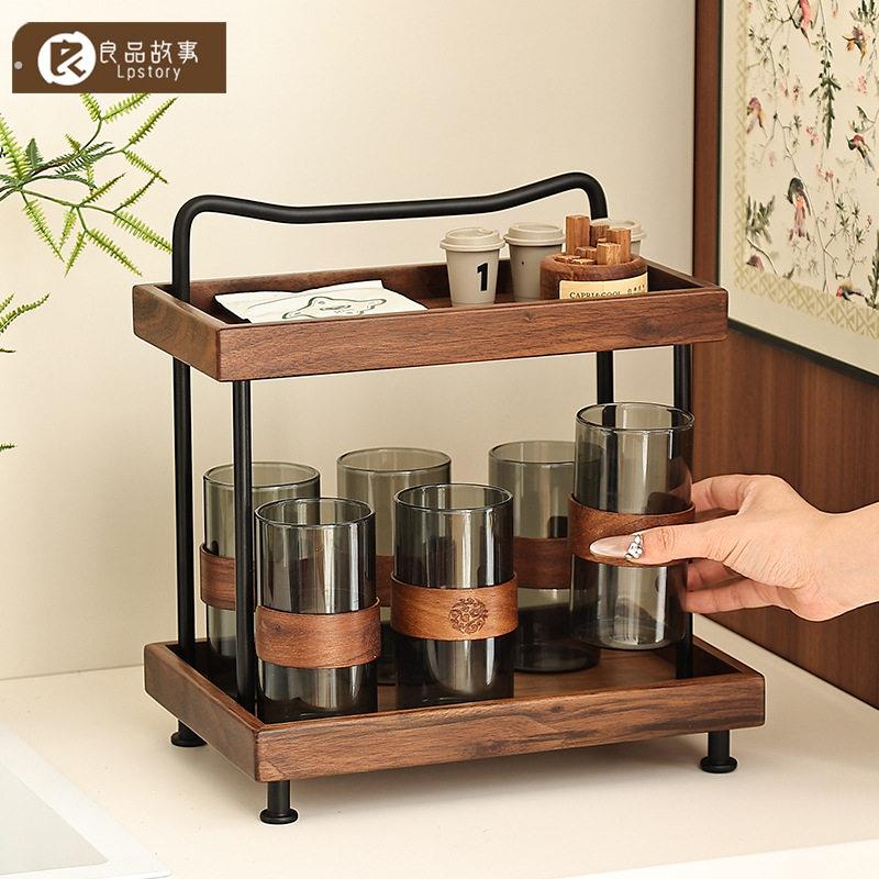 中古风杯架置物架家用餐柜支架桌面马克杯咖啡杯茶杯水杯收纳层架