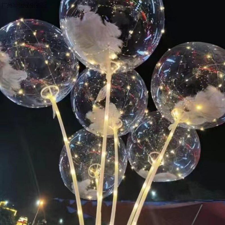 甄选夜市网红气球红波波球气球摆摊透明球生日装饰布置带灯道具