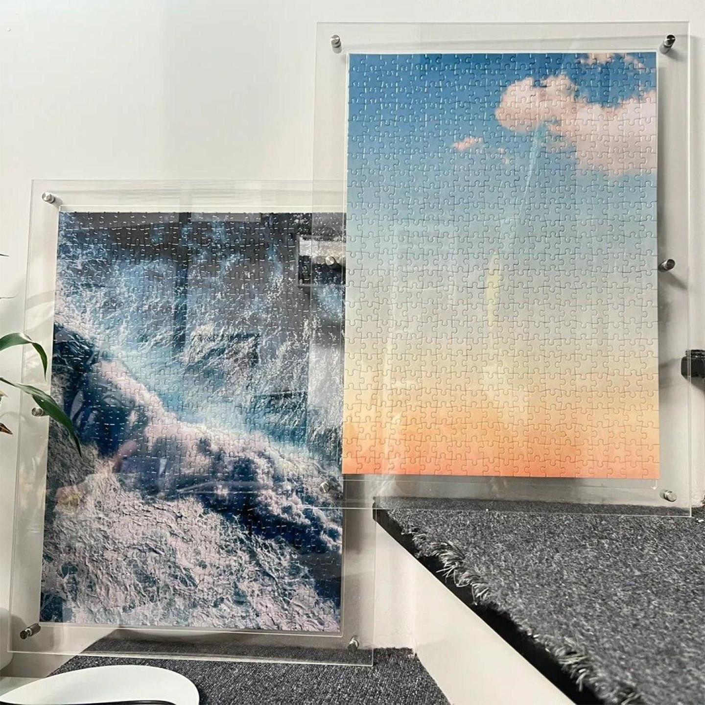 压克力透明拼图相框1000片画 画框装裱500块300片专用定制展示挂