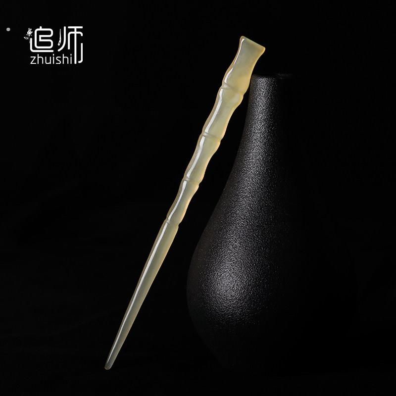 发圈发网天然牛角竹节发簪复古长短款挽发中国风古典簪子日常简约