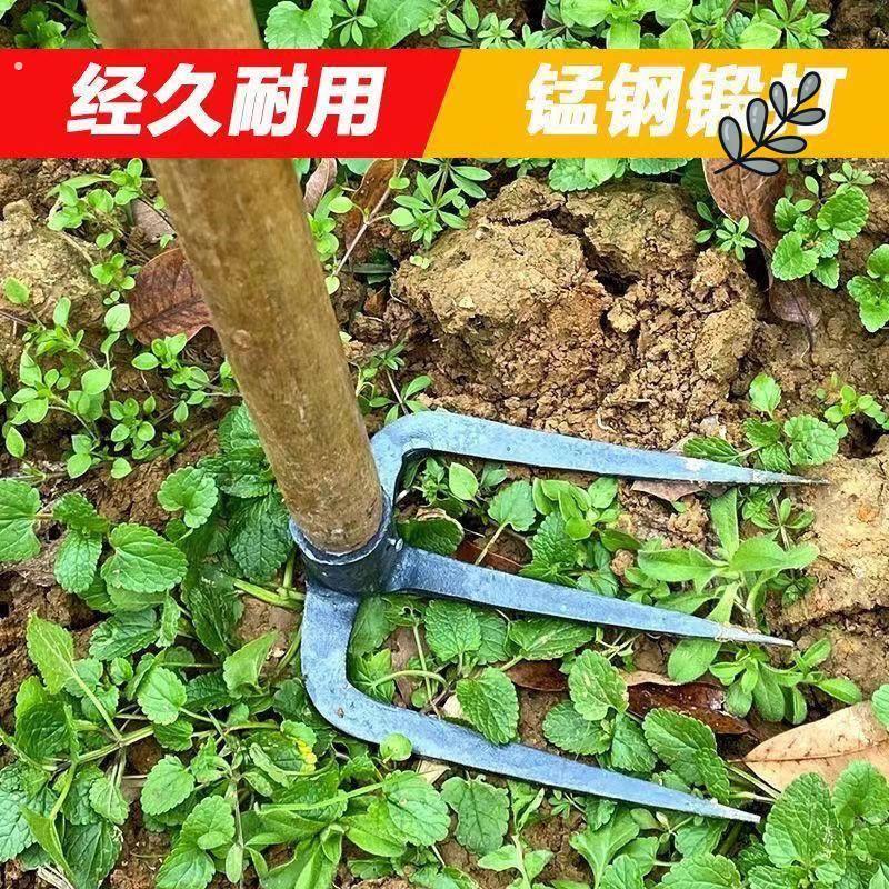 小洋镐锄头家用种菜松土平头尖头锄三齿耙二爪翻土搂沙草赶海神器