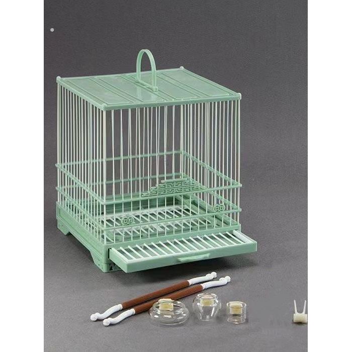 绣眼鸟笼抽屉式塑钢板笼塑料加密鸟笼黄雀玻璃钢黄雀方笼洗澡