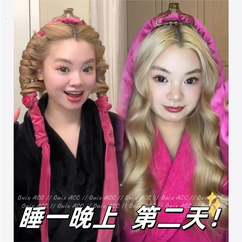蝴蝶结睡眠卷发神器大波浪免熨烫卷发不伤发懒人盘发器睡觉定型发