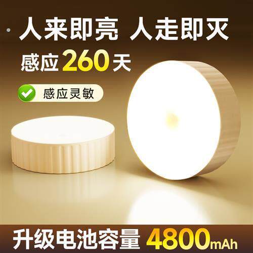人体感应智能小夜灯充电卧室厨房走廊化妆室整体橱柜多档调光磁吸