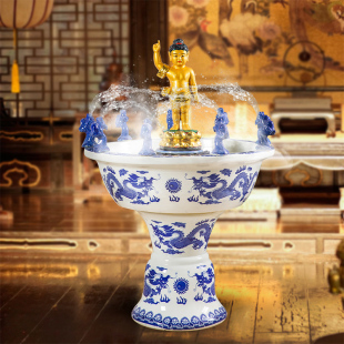 大号青花陶瓷九龙喷水浴佛盆佛诞节用品释迦牟尼佛佛太子像九龙吐