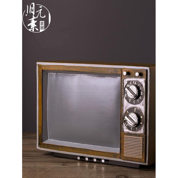 7080年代怀旧的旧物品老式的黑白电视模型道具酒吧餐厅覆古装饰装