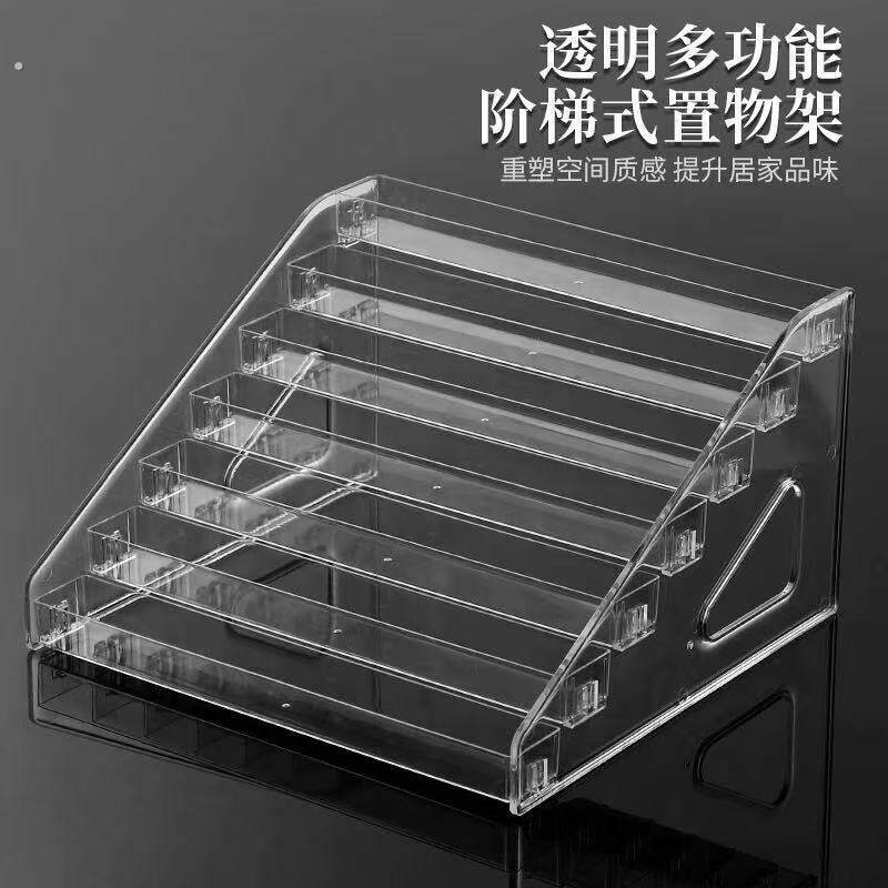 吧唧展示架透明桌面谷子收纳盒阶梯架子立牌卡片亚克力小卡整理袋