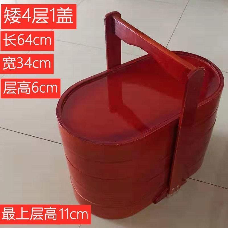 木制提篮菜馆多层送菜盒酒店用品食盒大容量手提盒中式手工椭圆形