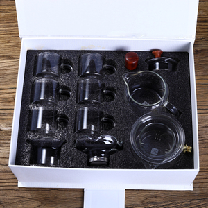 优质礼品家用茶具套装办公耐热玻璃茶壶茶具木把花草中式功夫礼盒