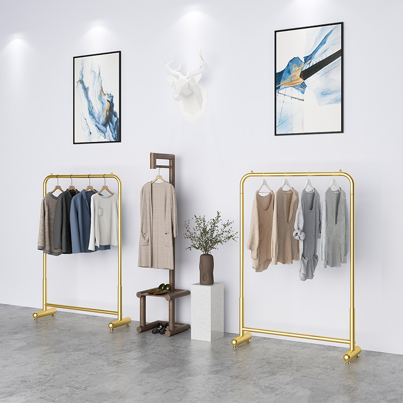 服装店展示架挂衣架专用落地上墙装修女童装晾衣服单杆龙门货架子