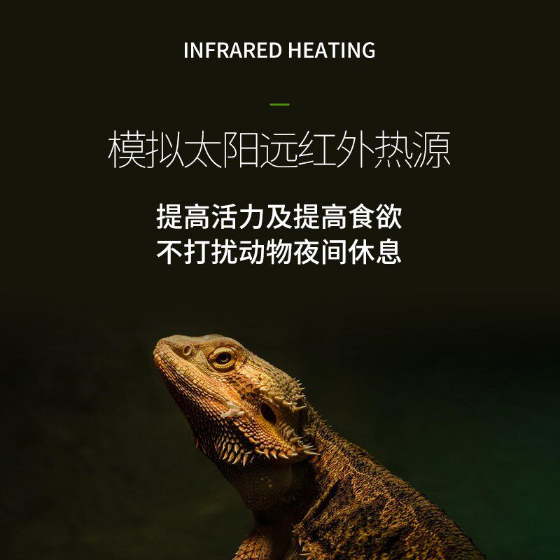 reptizoo爬宠加热灯碳纤维远红外线灯乌龟蜥蜴鹦鹉鸡加热保温夜灯