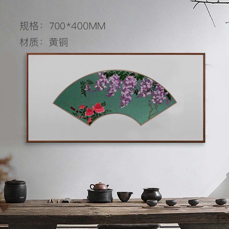 朱炳仁铜壁画 紫藤中式简约室内书房办公室铜雕装饰画富贵长春