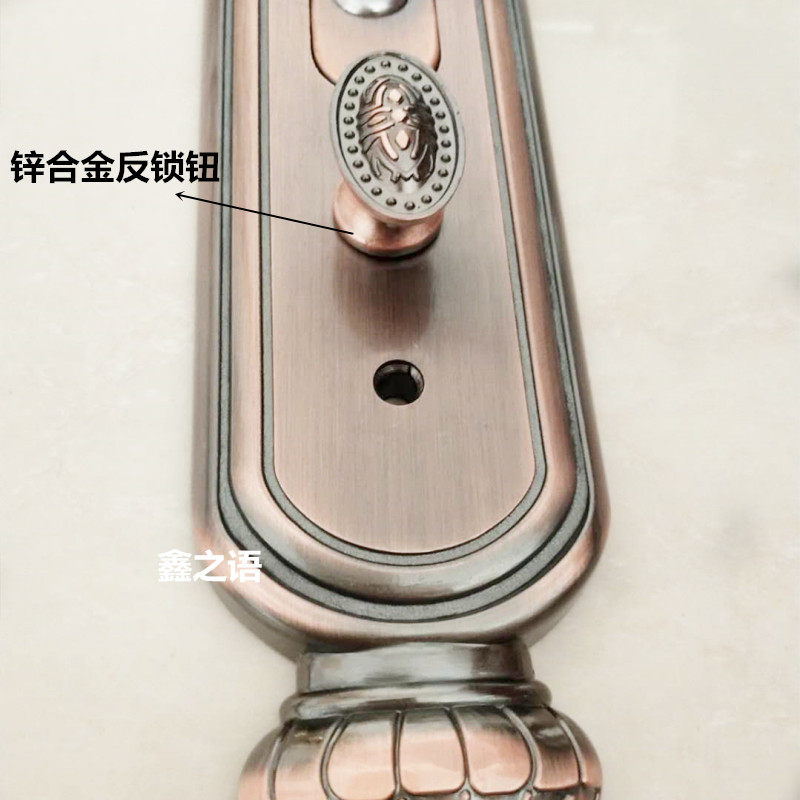 防盗门把手门锁家用室外大门拉手门锁具锌合金拉手锁把锁门通用型