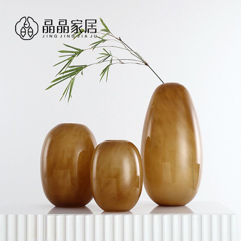 新中式田园古典创意玻璃花瓶客厅茶几玄关插花酒店别墅样板房饰品