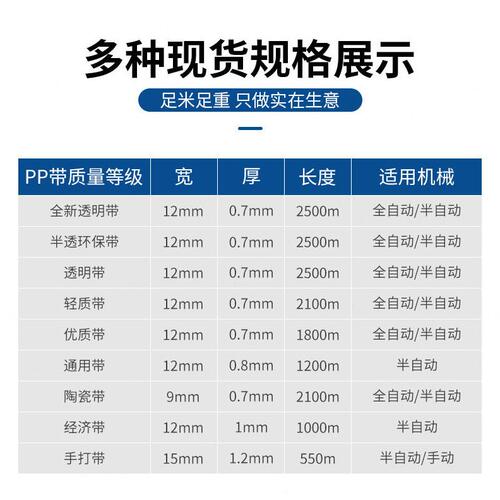 甄选厂家直供全自动半自动PP打包带 全新料机用带  通用带塑料带p