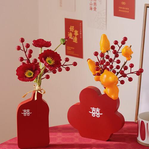 甄选ft结婚喜字花摆件花敬茶背景梳妆台装饰婚庆卧室婚房布置桌面