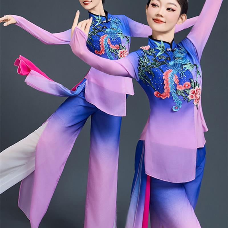新款秧歌服演出服女古典飘逸中国风民族舞蹈伞舞扇子舞艺考
