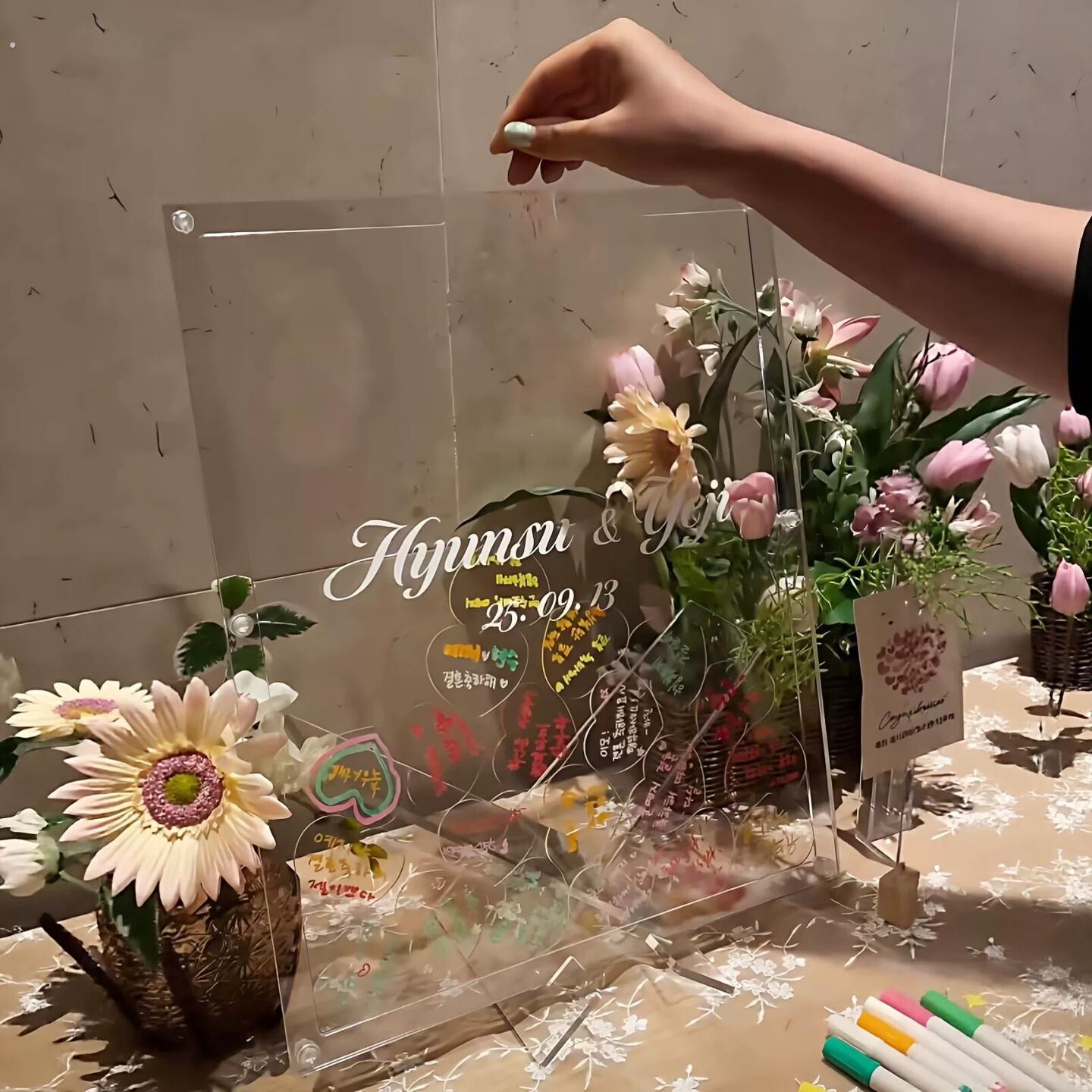 结婚婚礼创意爱心签到框全透明宾客留言板签名册欧式装饰布置摆件