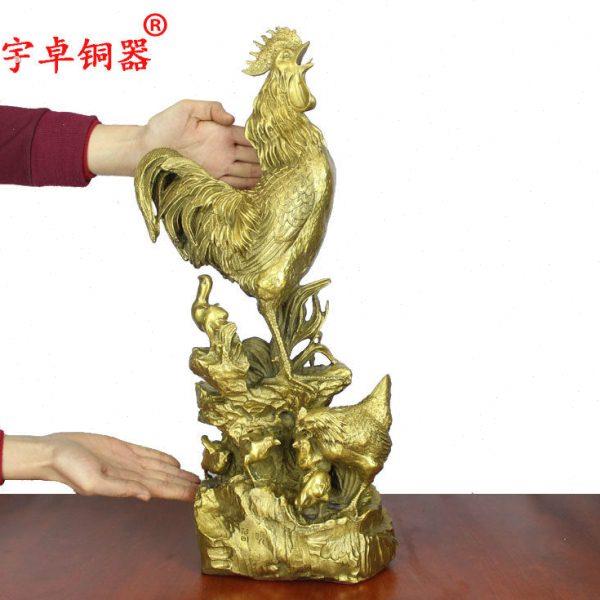 宇卓铜器铜鸡工艺品摆件一家鸡 纯铜鸡黄铜鸡