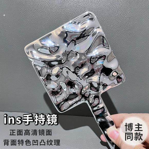 手持化妆镜可携式家用高清手拿美容院纹绣专用高级感镜子手柄补妆