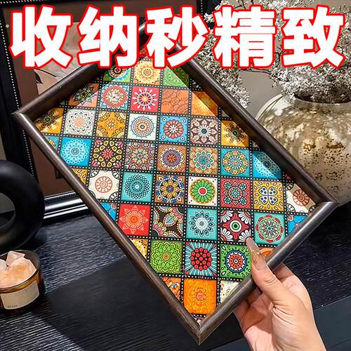 高档复古茶盘胡桃木首饰长方形轻奢木质收纳酒杯茶水文玩茶盘托盘