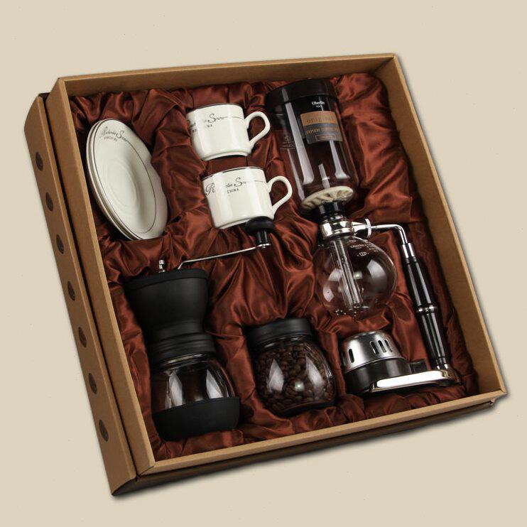 甄选X1AW 复古虹吸壶磨豆机手动煮咖啡壶套装礼盒家用玻璃壶器具