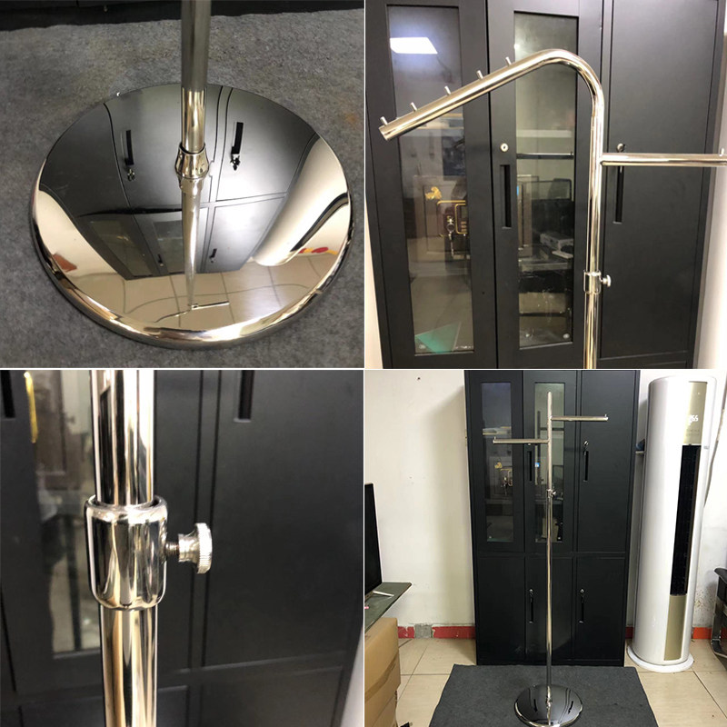 服装店中岛展示架镜面不锈钢衣帽架落地式陈列女装正挂点挂架货架