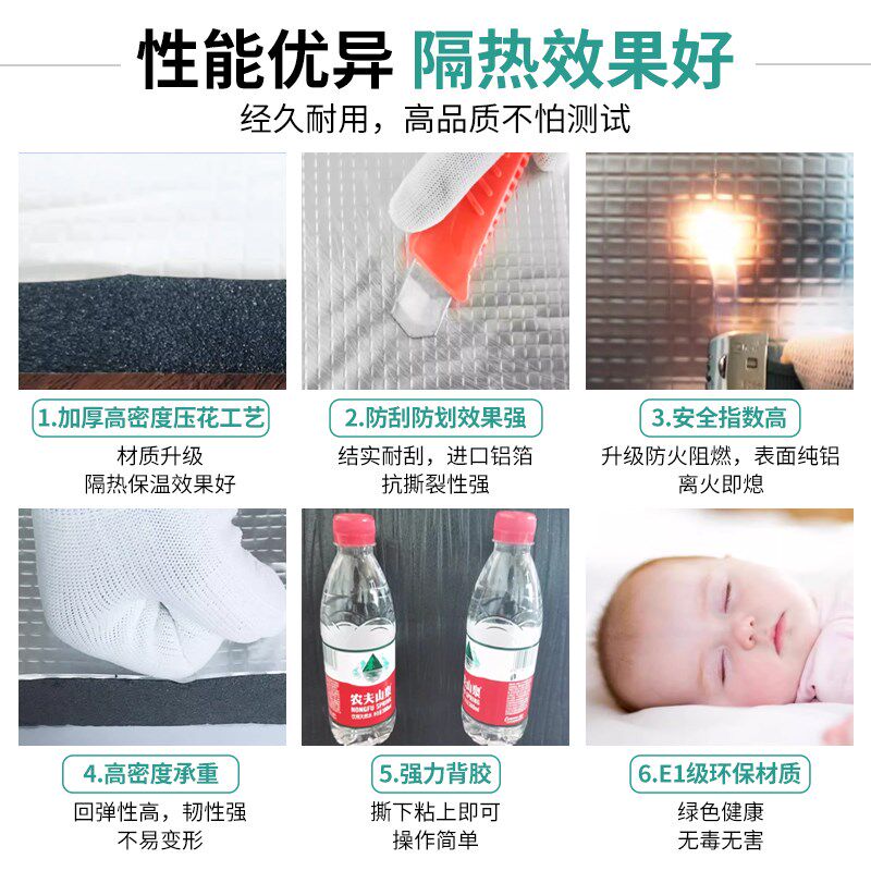 保温板防火隔热板耐高温屋顶隔热材料防晒楼顶保温棉隔热棉自粘