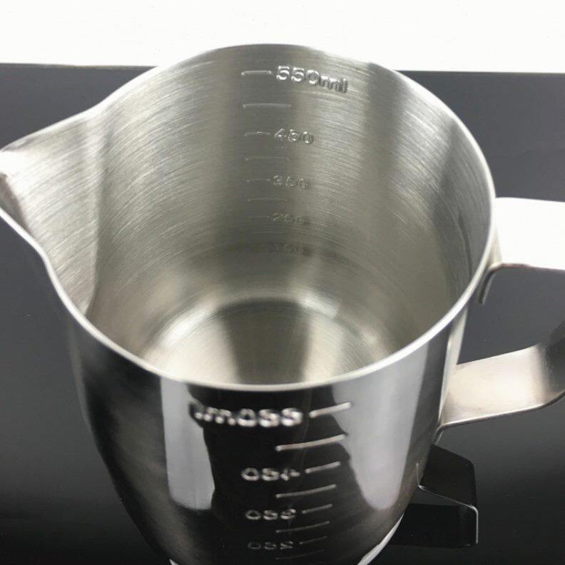 甄选304不锈钢尖嘴拉花杯带盖带刻度量杯 咖啡拉花缸 打奶泡杯咖