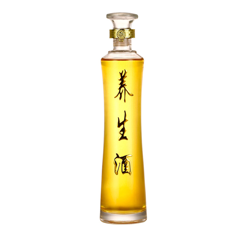 高档皮盒酒瓶空瓶玻璃2斤装泡酒玻璃瓶密封罐带盖家用玻璃瓶子