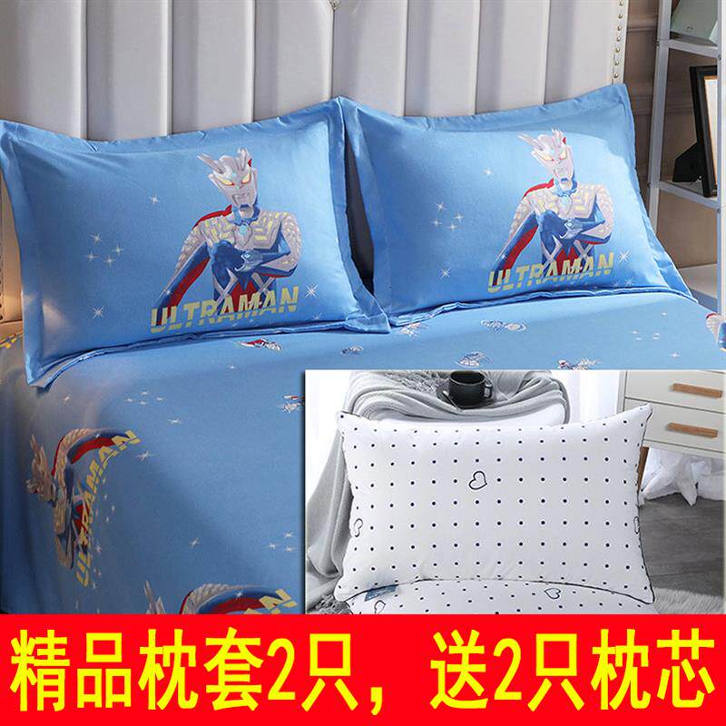 纯棉卡通儿童枕套全棉枕头套一对装枕芯套加厚枕头皮48x74送枕芯