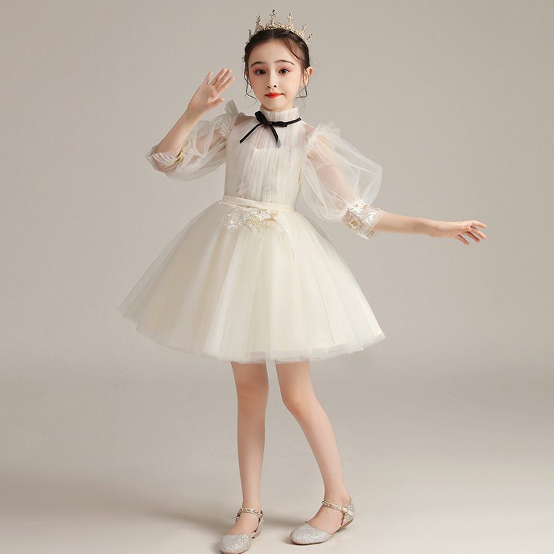 女童高端大码礼服公主裙婚纱蓬蓬纱花童生日主持人钢琴演出服艺考