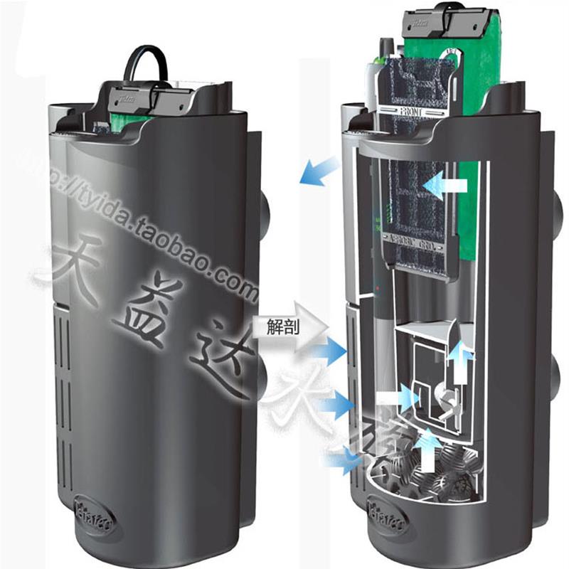 德彩EC300缸内过滤器低水位带加热棒槽配生化球活性炭过滤棉包