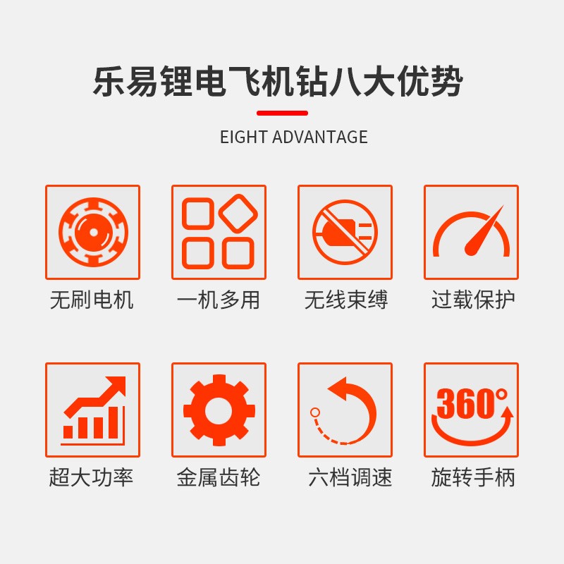 乐易充电式无刷飞机钻冰钻搅拌机钻大功率腻子粉锂电工业级手电钻