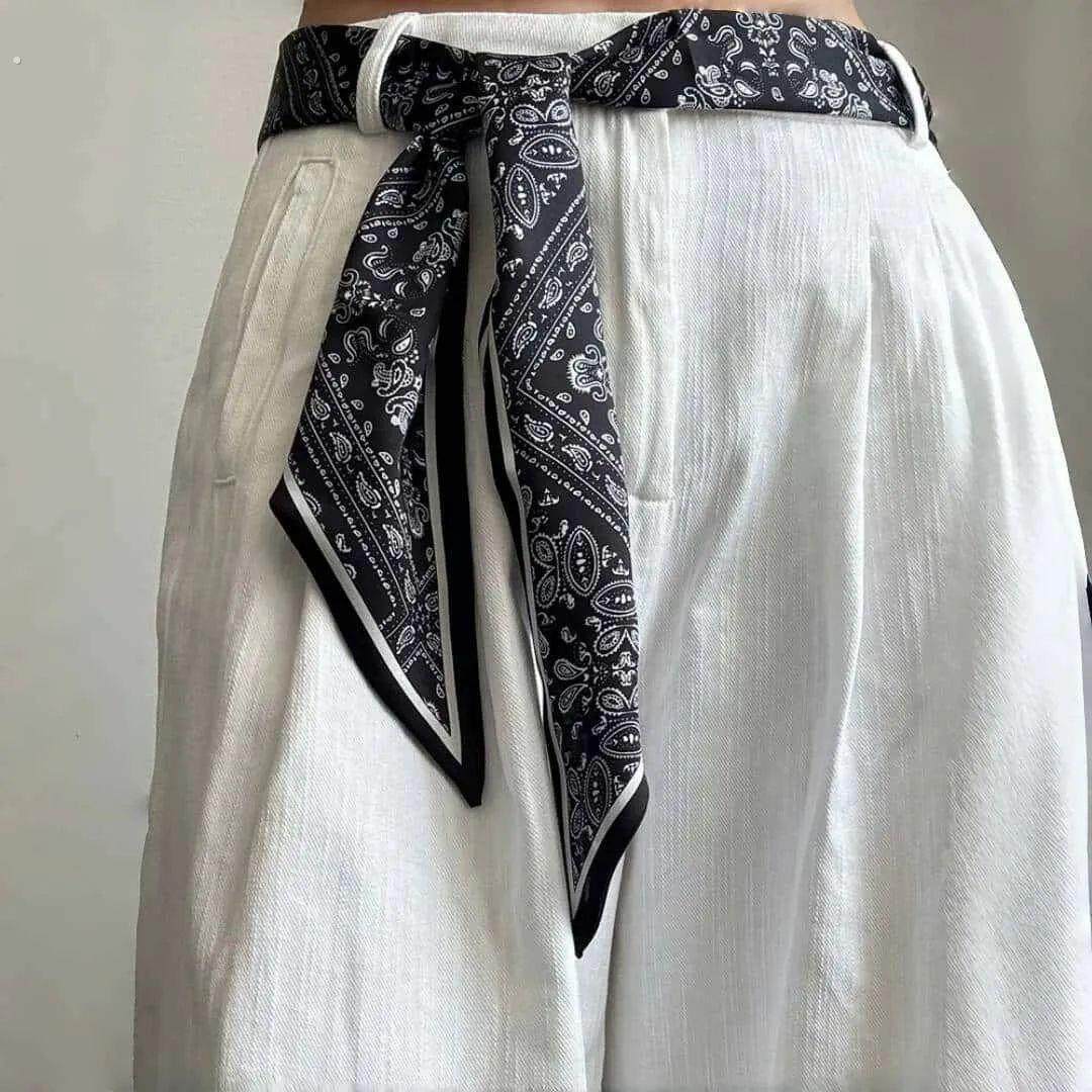 腰果长条丝巾腰带配牛仔裤子女款2025新款腰巾配饰系脖饰飘带领巾