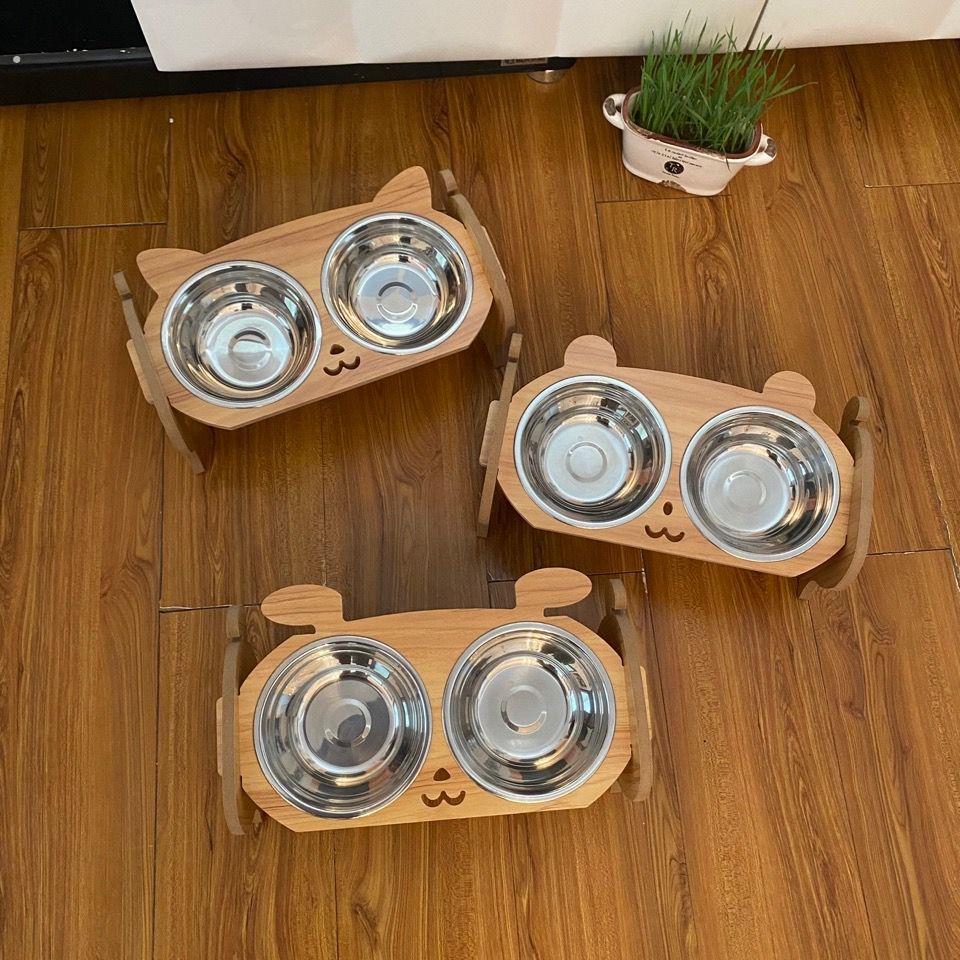 宠物碗猫碗猫咪双碗成猫幼猫不锈钢碗猫食碗陶瓷猫食盆泰迪小狗碗