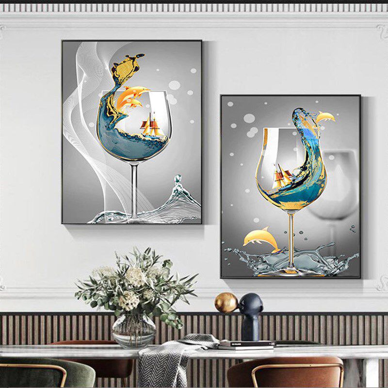 电表箱二联装饰画配电盒遮挡画两联餐厅挂画客厅双联可推拉晶瓷画