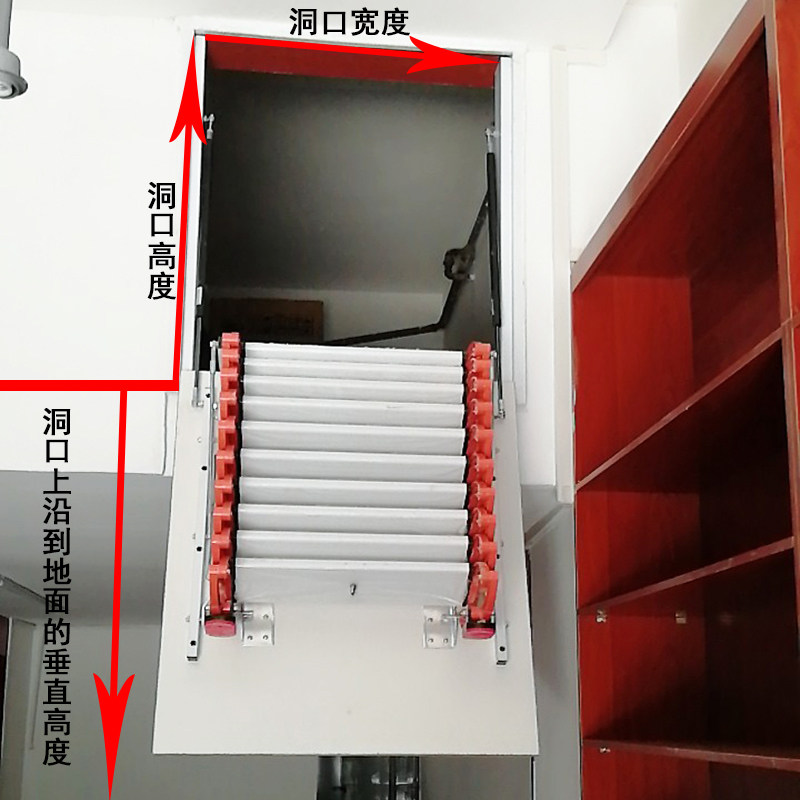 阁楼伸缩楼梯室内家用别墅复式隔层小户型壁挂升降折叠加厚伸缩梯