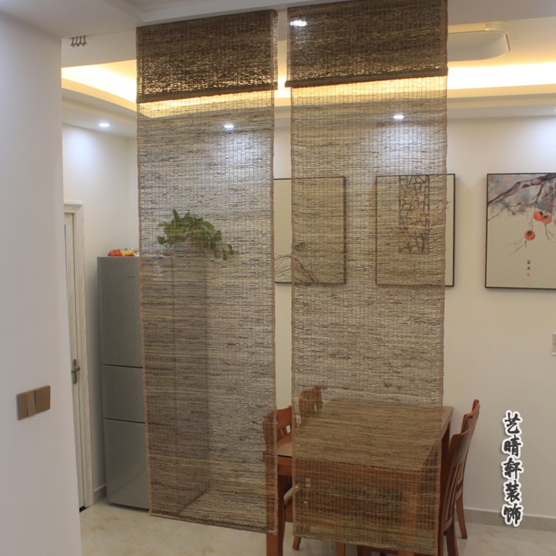 装饰麻帘茶室隔断帘子玄关帘民宿装饰画室窗帘背景墙装饰古楼装饰