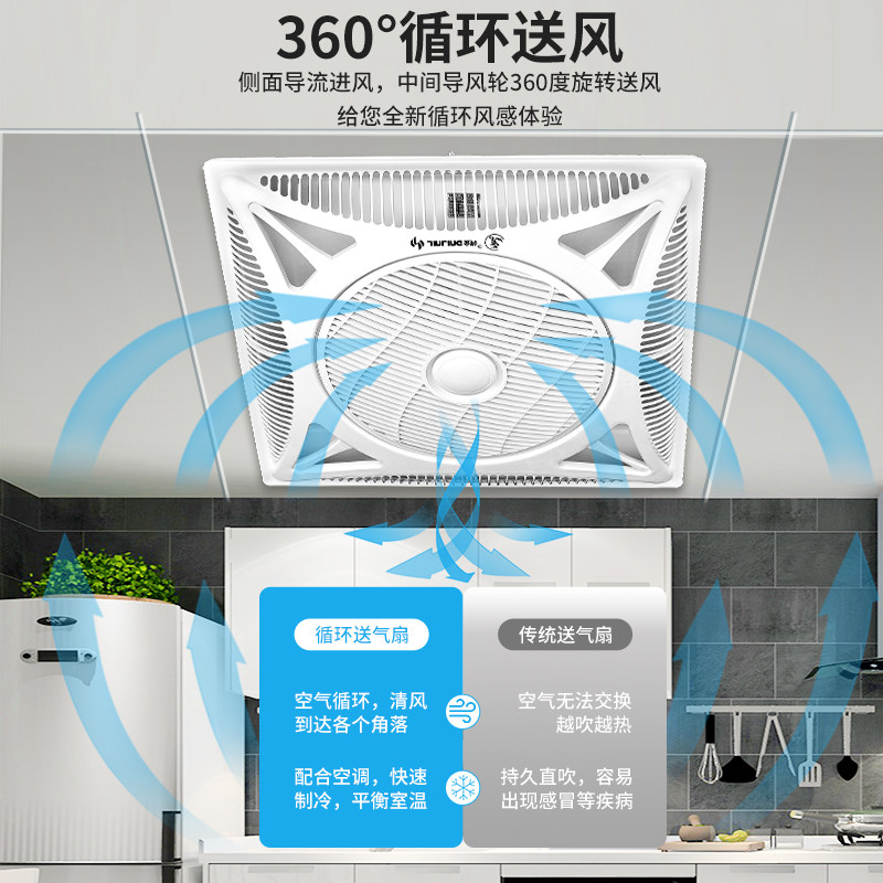 金羚嵌入式天花风扇600x600铝扣板集成吊顶风扇 工业级吸顶交流电