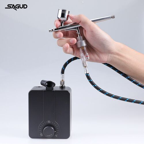 SAGUD喷笔气泵套装模型绘画蛋糕美甲上色工具新手喷漆迷你龟气泵
